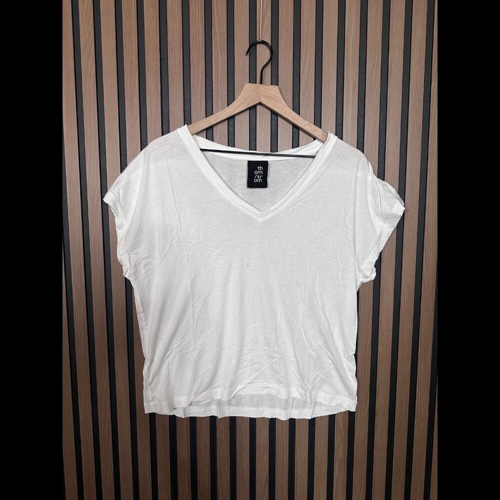 Thom Krom T Shirt Small Womens White V Neck Short Sleeve Modal Blend
